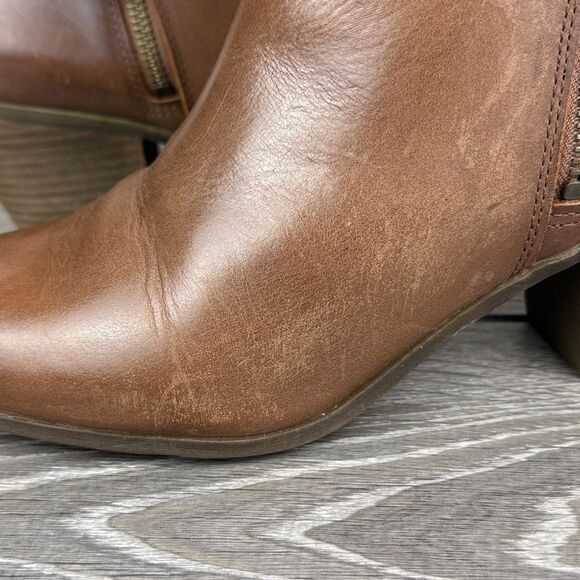 Frye Judith Double Zip Wheat Tan Leather Women’s Sz 10M Heeled Ankle Boots - Picture 12 of 12